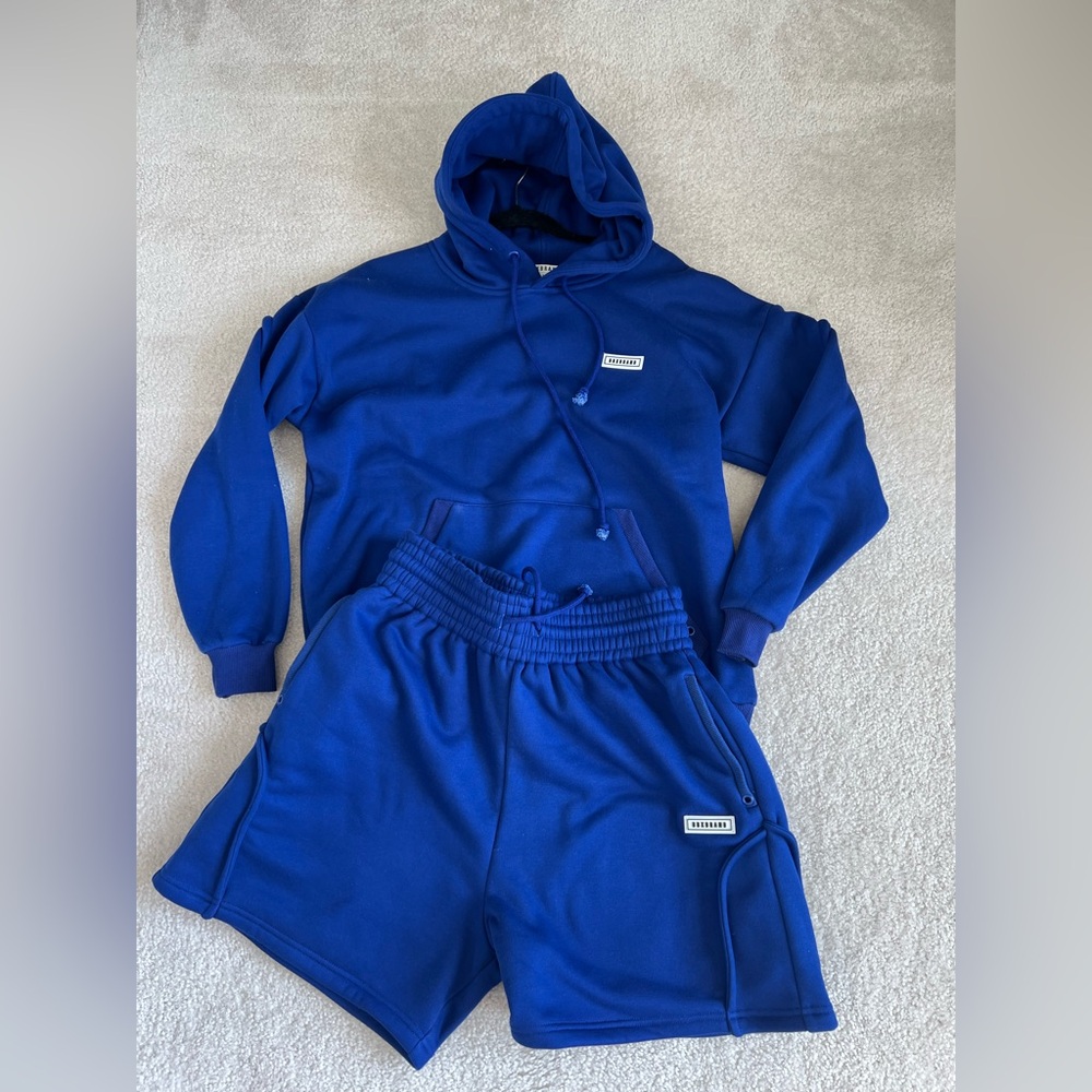 BBXBRAND Sapphire Logo Hoodie & Shorts Set